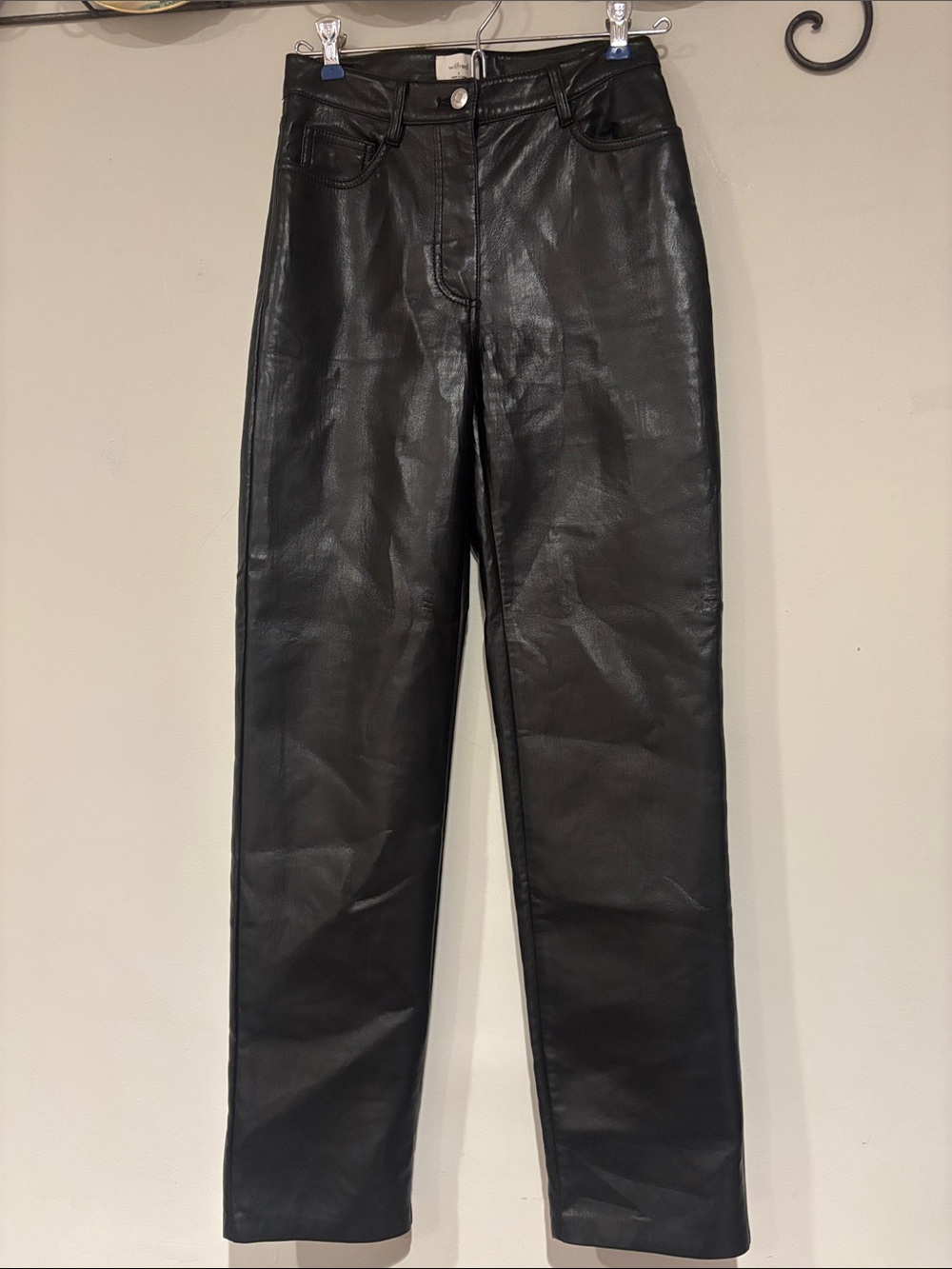 Wilfred Black Faux Leather Straight Jeans